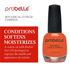 Probelle Kukui Nut Oil Botanical Cuticle Oil, conditions and softens cuticles for healthy nails and cuticle growth, .5oz/ 15 mL