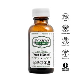Jackson's Jackson's Cell Salt #4 Ferr phos 6X (500 Pellet Bottle) C Certified Vegan, Lactose-Free Ferrum phosphoricum 6X