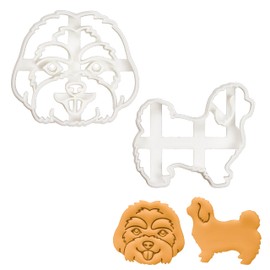 bakerlogy 2-Piece Maltese Dog Breed Cookie Cutter Set (Face and Body)