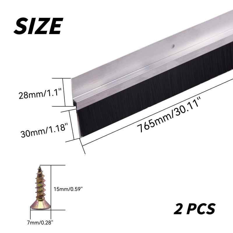 Qiveno 2Pack 30 inch Door Bottom Sweep for Exterior Doors