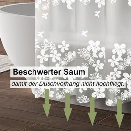 Shower Curtain Washable White Corner Shower Curtain 200 x 240 cm Transparent Vintage Peva Flower Snowflake Bathroom + Curtain for Bathtub Anti-Mould
