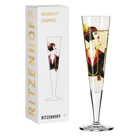 RITZENHOFF Goldnacht No. 27 1071027 Champagne Glass 200 ml Elegant Designer Piece with Real Gold Made in Germany