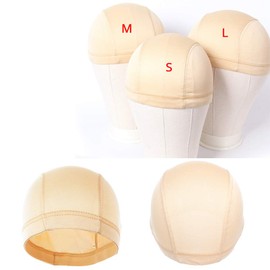 ZQIAN BEAUTY Dome Caps For Wigs 6 Pcs Stretchable Beige Dome Wig Cap Spandex Dome Wig Cap For Women Men Mesh Dome Cap (6 Pcs, Beige, M)