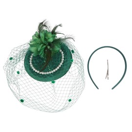 Women's Vintage Kentucky Feather Fascinator Hat 1920s Retro Style Elegant Pillbox Headpiece with Mesh Veil for Women Tea Party Weddings Derby Day Cocktail Church Events(Green)