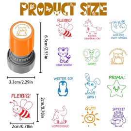 BIZOI 12 Stück Selbstfärbende Lehrer Stempel, Belohnung Motivation Briefmarken, Lob Siegel Ermutigung für Lehrer, Schüler, Jungen, Mädchen, Hausaufgaben, Klassenpreis, Korrigieren von Hausaufgaben