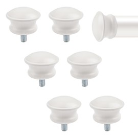 UFURMATE Curtain Finials, 6Pcs Plastic Mushroom Shape Curtain Rod Caps White Drapery Pole Decorative Ends Vintage Curtains Pole End Stops, Fits Dia. 5/8 inch Rods for Home Window Decor