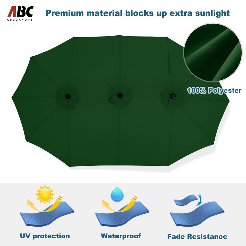 ABCCANOPY 15FT Double-Sided Aluminum Table Patio Umbrella Garden Large Umbrella,Swimming