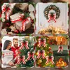 4 Pcs Christmas Bow Decor Glitter Dot Bow Ornament, Green,
