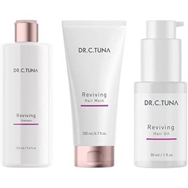Set Reviving Farmasi Dr C Tuna Tratamiento Completo para el Crecimiento del Cabello con Shampoo, Mascarilla y Aceite Capilar.