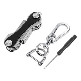 Butyeak Key Ring Organiser, Compact Key Holder, Key Organiser, Smart Key Holder, Keychain Organiser, Keyring Car, Key Chain Carabiner, Gift for Men Women, (up to 12 Keys), black