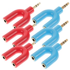 TEHAUX 6pcs U Shape Headphone Splitter Adapter to Audio Y Splitter for Sharing Headsets Durable Lightweight Design for Tablets and Laptops