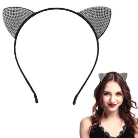 Amariver Cat Ear Headbands for Women Catwomen Accessories Silver Cat Ears Headband Catwoman Costume Toddler Cat Costume