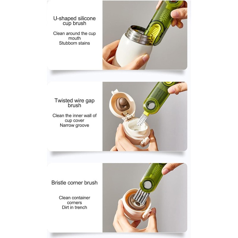 3 Pcs Cepillo para Botellas, Cepillo Limpiador de Tazas Multifuncional