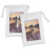 Lunarable Seascape Fabric Pouch Set of 2, Bled Lake Sand
