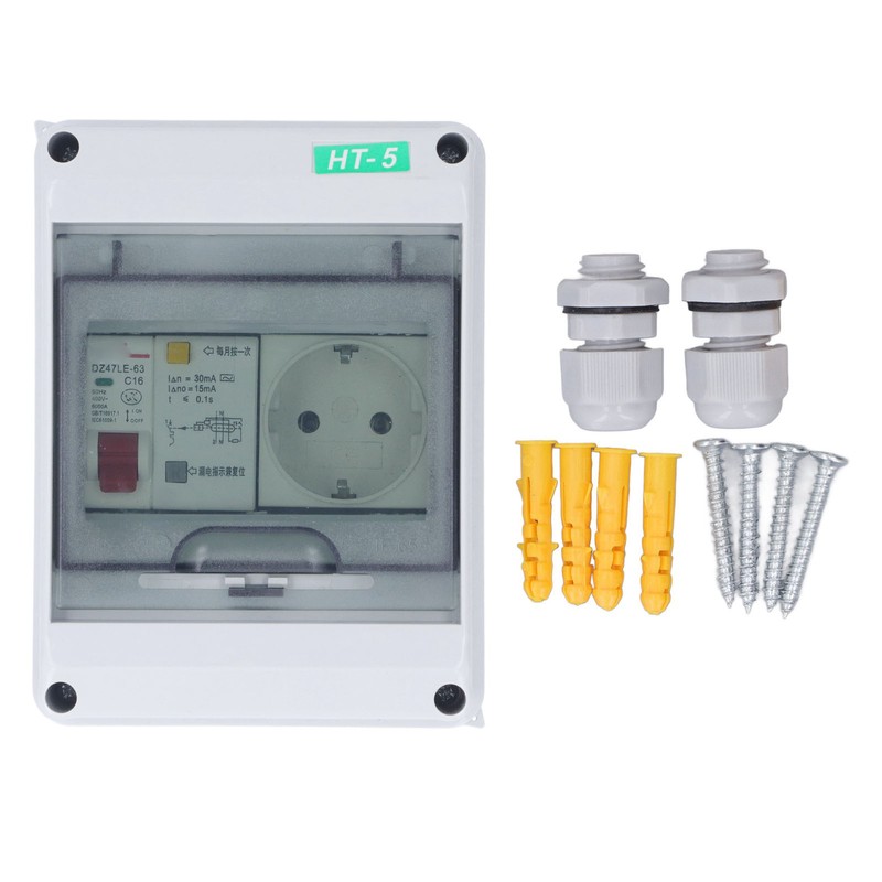 Circuit Breaker Box Waterproof 2 Holes EU Socket 250VAC Power