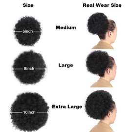 AISI QUEENS Afro Puff Drawstring Ponytail for Black Women Curly Hair Ponytail Extension, Black Brown Afro Bun Ponytail Clip on Hair Extensions for Black Women(6inch,#2)