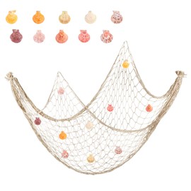 2 Pieces Fishing Net Decorative Large Net with Shells Costume Decorative Decoration Small Accessories for Fishing Nets Photo Wall Decoration Wall Beach Themes Fish Net Nautical Ocean Style (1 m x 2 m,
