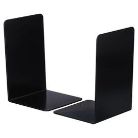 PATIKIL Acrylic Bookends, 2 Pack Plastic L-shaped Book Ends for Shelves Desktop Bookshelf Magazine Organizer Stand Holder for Office Home Study Room, Black