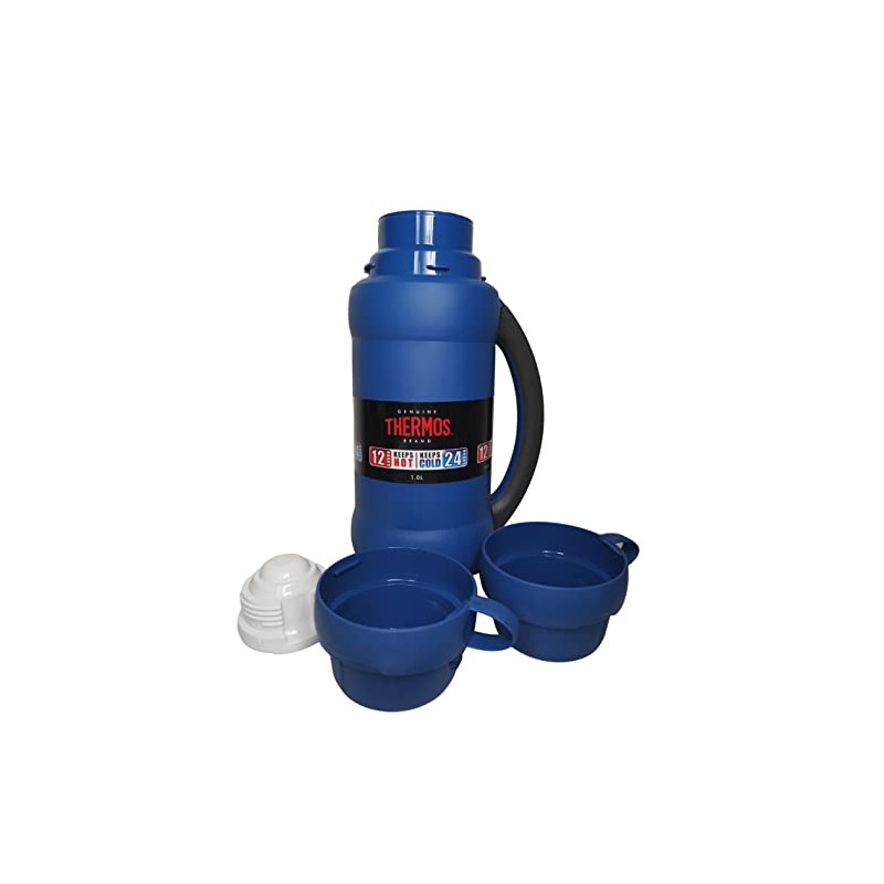Thermos Premier Vacuum Insulated Glass Double Wall Flask Blue 1.0L