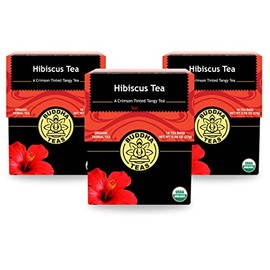 Buddha Teas Organic Hibiscus Tea - OU Kosher, USDA Organic, CCOF Organic, 18 Bleach-Free Tea Bags (Pack of 3)