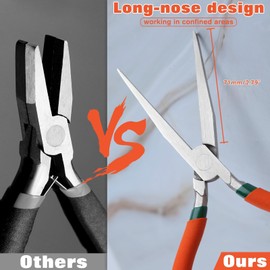 SPEEDWOX Long Flat Nose Pliers 7.5 Inch Smooth Jaw Pliers for Jewelry Making Duck Bill Pliers Extra Long Flat Nose Pliers for Hard to Reach Narrow Spaces Chain Nose Pliers for Wire Straightening