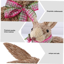 BIUDECO Easter Bunny Decor Straw Rabbit Ornament Handmade Bunny Straw Woven Rabbit Home Decor