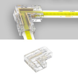 TOKERU COB 2PIN 8MM LED Strip Connectors (10PCS) – Ideal for L-Shaped 90-Degree Corners, Quick Solder-Free Installation, Transparent Crystal Buckle Design