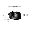 OwMell Natural Black Obsidian Sleeping Cat Statue Hand-Carved Healing Stone