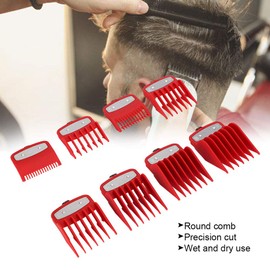Peinetas Para Cortar El Cabello, 8 Piezas Juego de Peine Guía Para Cortar El Cabello Pinza de Tallado Gradiente Peines Redondos de Corte Fino Para Cortadoras/cortadoras Eléctricas(Red)