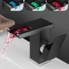 Bathroom Faucet Led Light RGB Waterfall Spout Black Lavatory Vanity