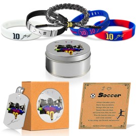 XIVEKD 6Pcs World Cup Leo.M No.10 Stuff, Soccer Bracelets Necklace Set