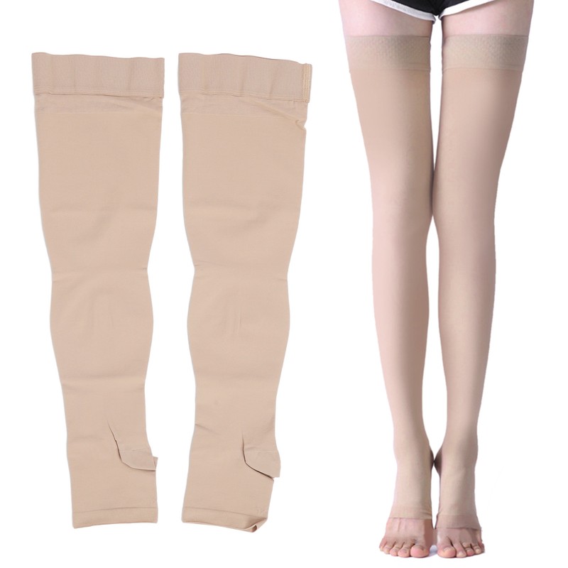 23 to 32mmHg Compression Stockings Open Toe Thigh High Graduated