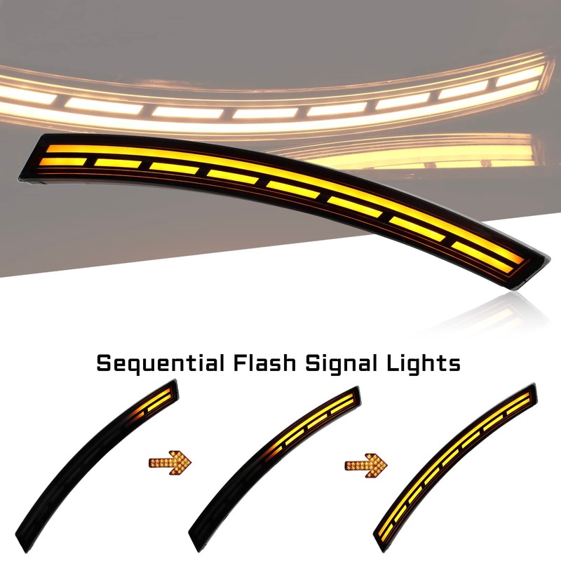 GEEGEETOP Smoked Lens LED Side Marker Bumper Light DRL Assembly