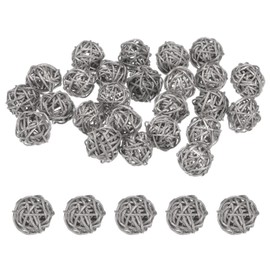 M METERXITY 25-Pack Wicker Rattan Balls 30mm/1.2 Inch Decorative Rattan Balls Orbs Vase Fillers Bowl Fillers for Christmas/Weddings/Thanksgiving/DIY Crafts/Home Decor [Silver]