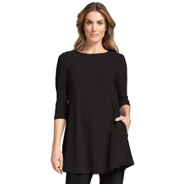 Sympli Womens 3/4 Sleeves, Trapeze Tunic Style 23155-2 Color Black Size 12