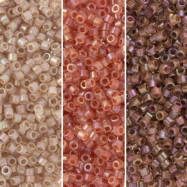 Miyuki Delica Seed Beads Bundle: Size 11/0, Beige Inside Color Lined Palette Collection DB1731, DB1732, DB1733
