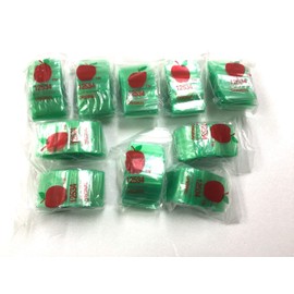 12534 (1.25"X3/4") Green Color Apple Brand Bags Mini Zip Lock Baggies, Case of 1,000