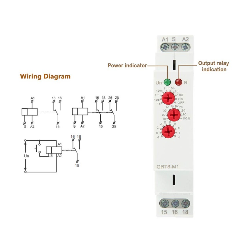GRT8-M1 Multifunctional Delay Time Relay, 35mm DIN Rail Mount AC