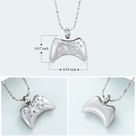 Imrsanl Game Controller Urn Necklace Pendant for Ashes Cremation Jewelry Hip Hop Necklace for Men Women (Silver)