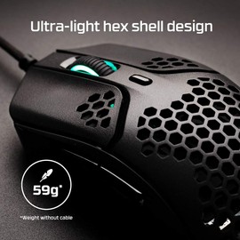 HyperX HMSH1-A-BK/G Gaming Mouse Pulsefire Haste Gamer Ultra Lightweight Hexagonal Shell Design 2.0 oz (59 g)