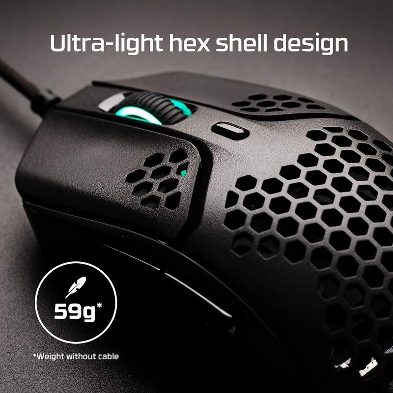 HyperX HMSH1-A-BK/G Gaming Mouse Pulsefire Haste Gamer Ultra Lightweight Hexagonal