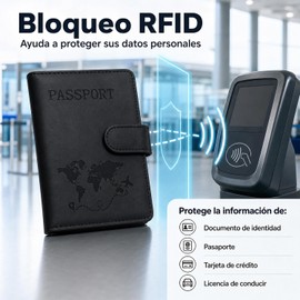 Porta Pasaporte con Bloqueo RFID, Pasaporte Funda y Visa Impermeable