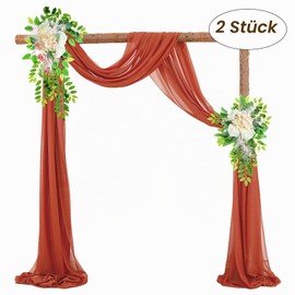 auons Wedding Bow Sheer Curtains Background, 600 x 75 cm Voile Curtain, Chiffon Draping, Tulle Fabric Curtains, Arbor Drapery for Wedding Ceremony, Reception, Party, Ceiling Decor, Caramel, 2 Panels