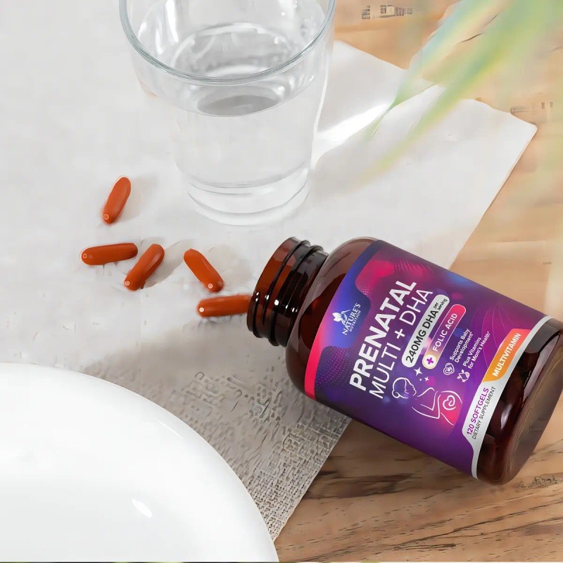 Vitaminas Prenatales Nature's Nutrition con DHA y Ácido Fólico 120