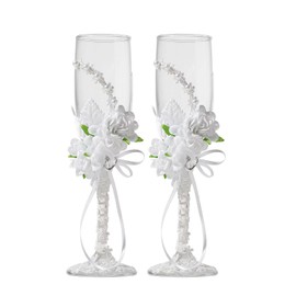 TRUE LOVE GIFT Wedding Champagne Glasses for Bride and Groom Wedding Toasting Flutes