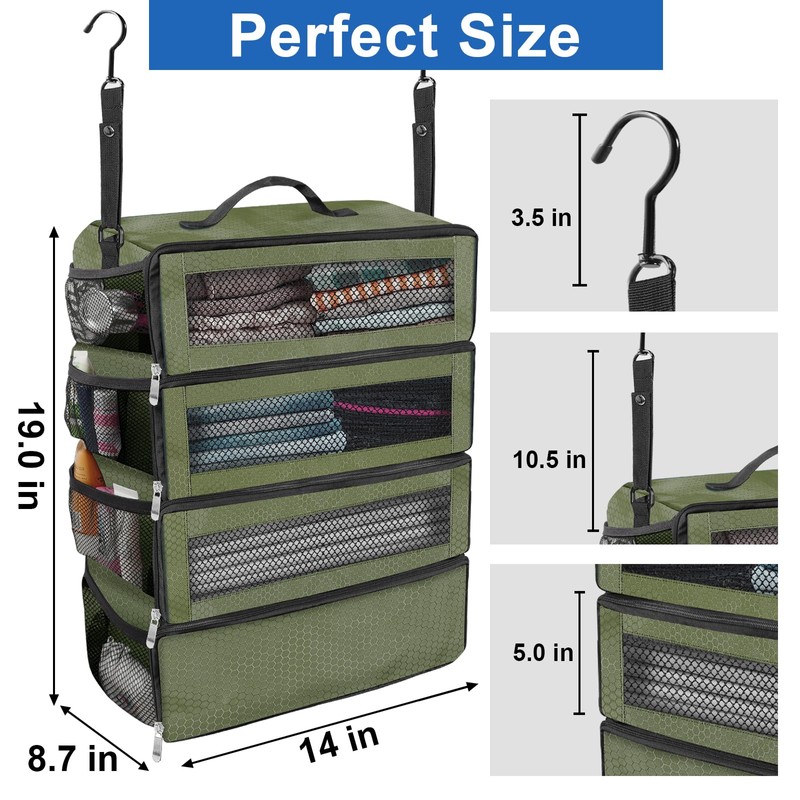 Olosar Suitcase Organizer, Travel Luggage Organizer Portable Hanging Travel Shelves