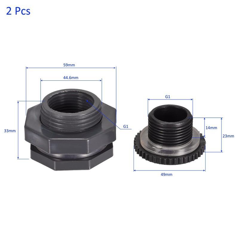 M METERXITY 2 Set PVC Bulkhead Fitting - Threaded Bulkhead