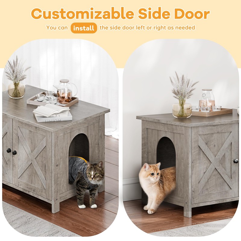 Shintenchi Cat Littler Box Enclosure, Litter Box Furniture Hidden with