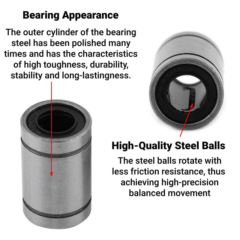 Lm8uu Double Linear Motion Bearing 8 mm Sealed Cylinder Linear