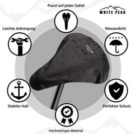 White Peak® set of 2 waterproof saddle covers, bike seat cover, universal size, the perfect saddle protector for your bike.